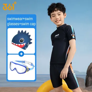 361 °, професионална UV-защита за момчета, бързосъхнеща тениска за гмуркане с къс ръкав + топене, детски водоустойчив очила за защита от акне