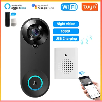 Sasha Wifi безжичен звънец Камера 1080P умен дом видео домофон цифров вратата, шпионка за Алекса Google