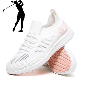 Нова лятна дамски дишащи обувки за голф с изрезки, градинска обувки за фитнес, модерен лек обувки за голф за начинаещи момичета