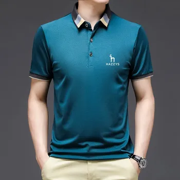Облекло за голф, мъжки нова класическа однотонная риза с къси ръкави, мъжки копринени памучен лятна тениска с къс ръкав, голф, ежедневното бизнес поло