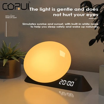 CORUI Sasha артефакт умен лампа за събуждане с будилник Led нощна светлина за сън Подкрепа Алекса 2,4 G Wifi успокояващ звук RGBW цвят