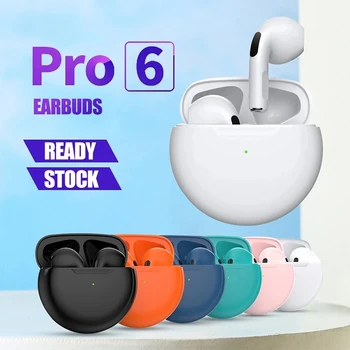 Pro 6 Безжични Bluetooth Слушалки Слот Спортни Слушалки TWS Hi Fi Стерео Слушалки Слушалки за Apple iPad, iPhone, Samsung Xiaomi