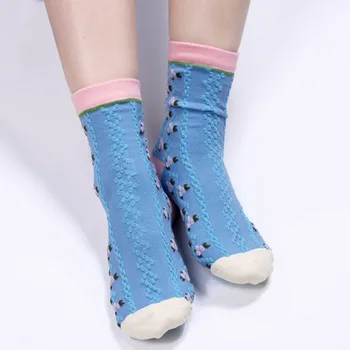 1 чифт прекрасни диша чорапи Kawaii за екипажа, чорапи за момичета, женски есенно-зимни чорапи-лалета средна дължина