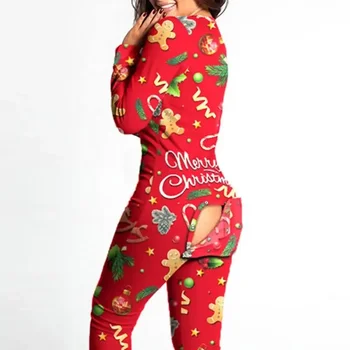 Сексуалното пижамное боди, дамски гащеризон с дълъг ръкав, ежедневното чорапогащи, блузи, пижами, дрехи за почивка, Коледни подаръци
