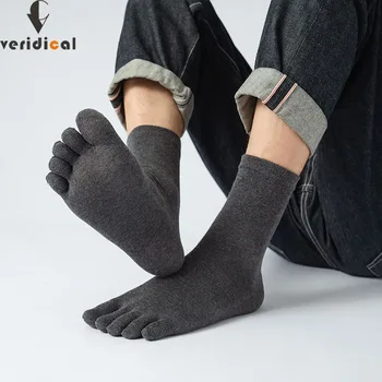 Veridical, 5 Чифта/Лот, Памучни Чорапи с пет пръста За мъже, Обикновена Дишащи Маркови Чорапи Harajuku С Чорапи, Бизнес Мъжки Къси Чорапи