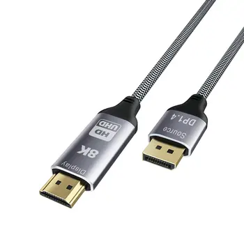 CableDeconn DisplayPort към HDMI 1.4 2.1 8 ДО кабел конвертор 8 До @ 30 Hz 4 До @ 120 Hz насочени съвместим 1,8 м