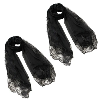 Гореща разпродажба-2X дамски шалове, шифоновый дантелен шал, шал, с мирис, черен