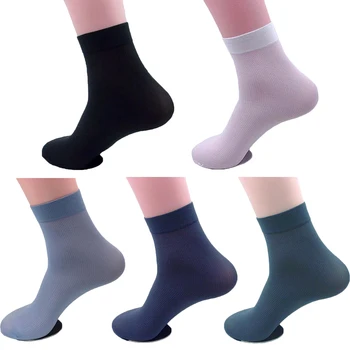 1 Чифт Летни ултра тънки Диша Копринени Чорапи, Обикновена Ежедневните Бизнес Чорапи със Средна дължина, Мъжки Стръмни Чорапи до Глезена на крака, Удобни