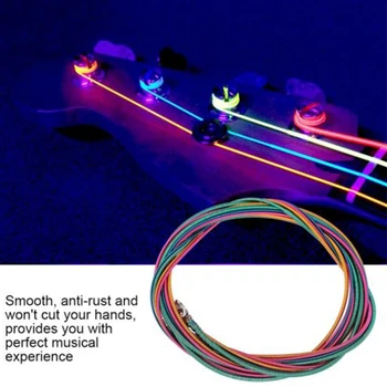 Нови 4 Цветни Струнни Набор от Електрически Отбелязва на Струните, Набор от Китарни Струни, Светещи Калибър От 0,046 до 0,100, Набор от струни от неръждаема Стомана 
