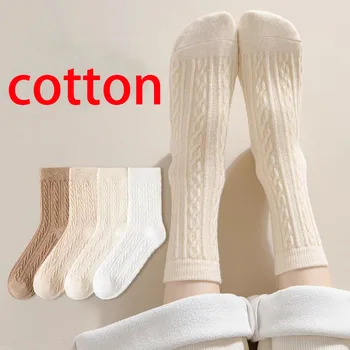 Обикновено пролетно-есенни тънки памучни чорапи 2023 година, обикновена памучни чорапи за жени, 10 чифта, черни, бели, спортни дамски чорапи с обрат