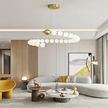 Модерна led полилей, луксозен креативен дизайнерски маса за хранене, бар-часова, самостоятелна лампа, френски перла дантела, лампа за дома