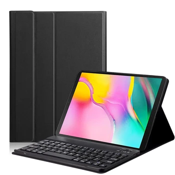 1 бр. подходящ за Samsung Galaxy Tab A7, 10,4-инчов калъф за клавиатура (функция влакчета от изкуствена кожа, свалящ безжична клавиатура)