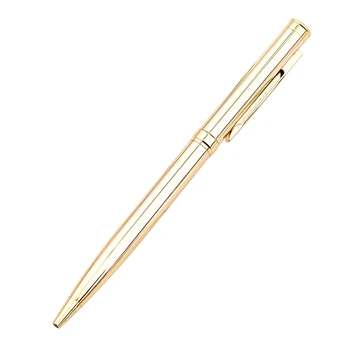 5X Метална химикалка дръжка от неръждаема стомана с въртяща се химикалка писалка за училището офис, ярката точка на писане 1.0 mm (златно)