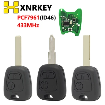 XNRKEY 2 Бутона NE73 VA2 blade Авто Дистанционно Ключ за Peugeot 206 207 306 307 407433 Mhz ID46 Транспондер чип Авто ключ
