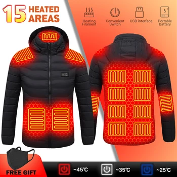 Яке с топъл за Зимно облекло Яке с топъл мъжки 19 зони USB топло майк с топъл памучен яке с електрически отопляеми S-6XL