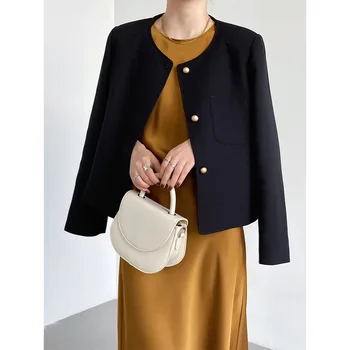 Модерно висококачествено дамско палто от френски твида с лек аромат 2023, пролетта на нов темпераментна кратък стил, жена с жилетка, най -