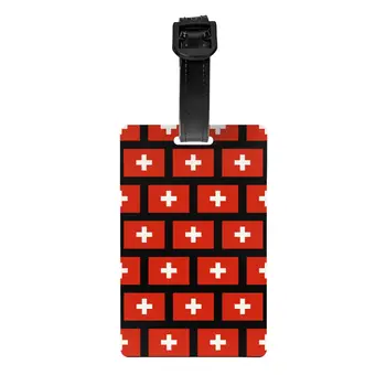 Багажная виси етикет с флага на Швейцария, потребителски багажни етикети, име за защита на личните данни, идентификация карта