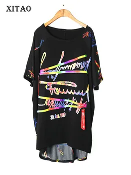 Тениска с принтом XITAO, модерен Нов дамски пуловер с неправилна форма, малка прясна лятна лоскутная елегантна свободна тениска 2020 XJ4809