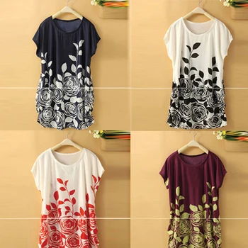 2015 Дамски пролетно-летни ризи, реколта дрехи, блузи, тениски с цветен модел, дрехи