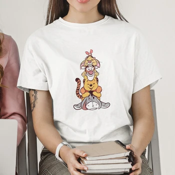 Тениска в Класически Стил, с анимационни герои на Дисни, Женска Тениска с Принтом Мечо Пух, Скъпа Дрехи За Момичета, Летни Тънки Блузи, Тениски Y2k, Модни тениски
