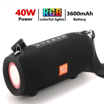 40 W TG322 T & G Bluetooth високоговорител RGB led Водоустойчива лампа преносими високоговорители 3600 mah субуфер Boombox Музикален стереодинамик