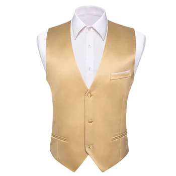 Мъжки костюм цвят шампанско, жилетка, елегантен оборудвана жилетка с V-образно деколте, без ръкави, комплекти с вратовръзка, небрежно облекло за булката, булчински облекла.Уанг DM-241