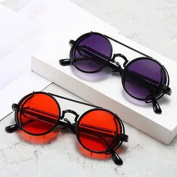 Реколта кръгли слънчеви очила в ретро стил за мъже и жени, очила в стил киберпънк, слънчеви очила са в готически стил steampunk, слънчеви очила в ретро стил, слънчеви очила в стил steampunk
