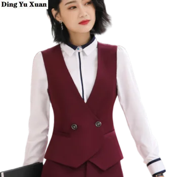 Модерен бизнес приталенные дамски жилетки с кръгла V-образно деколте, офис женски жилетка, палто, работно облекло, униформи, костюм без ръкави, яке