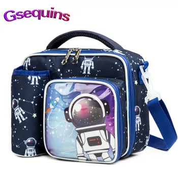 Чанта за обяд Gsequins, детска утепленная чанта за обяд, за момчета и момичета с регулируем пагон и здрава дръжка