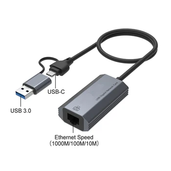 100/1000 Mbps С USB кабел-С мрежовия адаптер RJ-45 слот адаптивен USB-C + USB3.0 Гигабитная мрежова карта слот Fast Ethernet мрежов адаптер