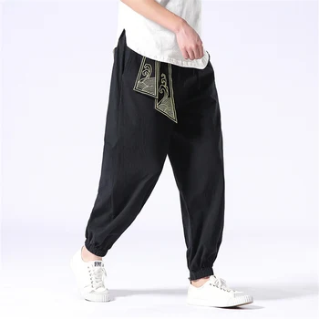 Зреещи, мъжки спортни панталони за джогинг, модерни ежедневни панталони в китайски стил, дизайн колан, панталон с еластична талия
