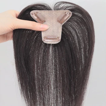Напълно коприна в основата на ТОбразная част от човешка коса Въздушна бретон естествени изкуствена коса женска коса естествени черно кафяви игли за коса за изграждане на