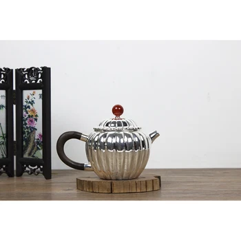 чай комплект ръчна изработка от сребро проба 999, японски ретро-чайник, чаена чаша за дома, офис, чайна церемония, чай кунг-фу, 200 мл