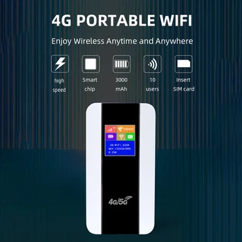 M10 4G Мобилна Точка за Достъп 150 Mbps WiFi Рутер 3000 mah LCD Екран Led Индикатор 10-на Потребителския Достъп със Слот за карти за Дома на Закрито