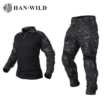 Тактическа форма на HAN WILD, бойна риза и панталон BDU G3, наколенници, подобрена версия, камуфляжная униформи за еърсофт оръжия, бойна форма