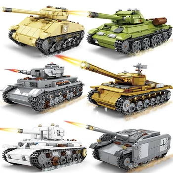 2023 нови Военни резервоар комплекти ww2 Германия САЩ T34 модел строителни блокове комплекти армия на световна война 2 1 i ii танкова машина бронирани играчки