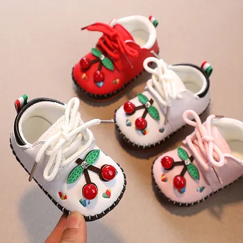 Детски ежедневни обувки за деца, сладка череша момиче, първо пешеходец, обувки за новородените момичета