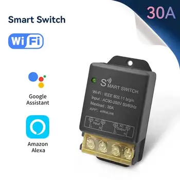 Интелигентен Ключ Wi-Fi Модул за Безжичен Реле 30A Wifi Релеен Гласова Контролер Smarts Life Работи с Led Прекъсвач на Google