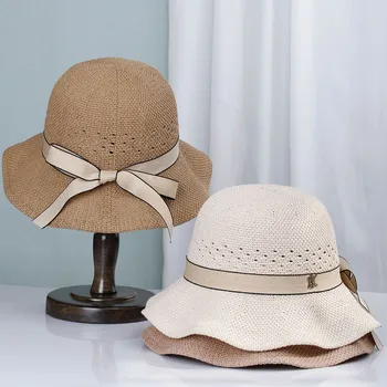 2022 нова мода лято солнцезащитная шапка рибар с защита от uv, KK Панама, мъжка шапка с лък, шапка-кофа за жени