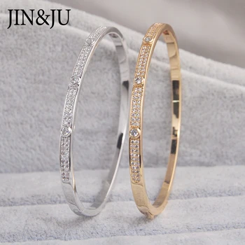 ДЖИН&JU Gold Color Charm Bracelets For Women Birthday Gift Copper Pulseras Mujer Fashion Jewelry 팔찌 ブレスレット гривни на ръката женки
