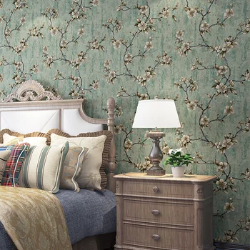 Ролка тапет в ретро стил с класически пасторални цветове за спалня, всекидневна декор, PVC, водоустойчив самозалепващи стикер за стена