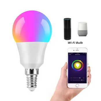 Интелигентен led крушка E14 с дистанционно управление, RGB осветление, нощна светлина, декорация на дома, за банята, спалнята, хола