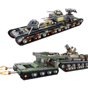 MOC строителни блокове на Втората световна война KV-VI сверхтяжелый танк в събирането на модел Carl cannon детска тухлена играчка, подарък за рожден ден