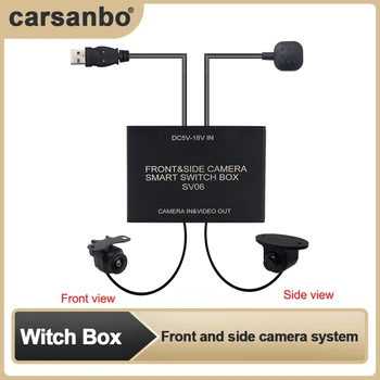 Качествена камера на предния преглед Carsanbo, блок за управление видеоизображением с водоустойчива камера за нощно виждане HD IP68, автоматична камера за странично мнение