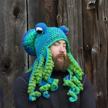 Модни нови творчески хип-хоп смешни шапки с осьминогом, вълнена шапка ръчно плетени за подарък
