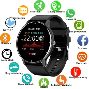 Смарт часовници Lenovo за мъже и жени, спортни часовници за фитнес с пълен сензорен екран, IP67, водоустойчива, Bluetooth за Android, IOS, умни часовници