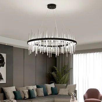 Проста полилей в скандинавски стил, домакински лампа за трапезария, хол, акрилни лампа с висок коефициент на пропускливост на светлина, домакински полилей