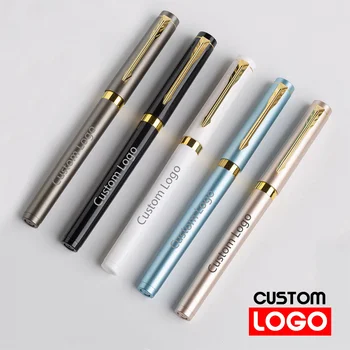 0,7 мм гел писалка с потребителски логото, висококачествена имитация на метал, дръжка за подпис, пластмасова рекламна химикалка, ученически пособия, выгравированная надпис