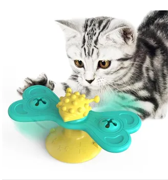 N12 Играчка-вятърна мелница за котки, смешни масажни въртящи се играчки за котки с лъжичка от коча билка, продукти за почистване на зъбите, стоки за домашни любимци