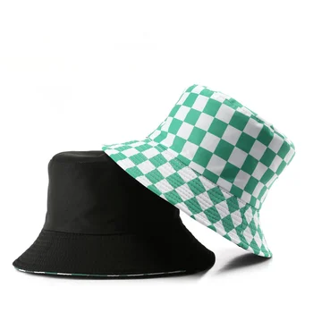 Дамски пролетно-есенна модна шапка рибар в шахматна дъска модел, шапка за спортове на открито, солнцезащитная шапка за пътуване